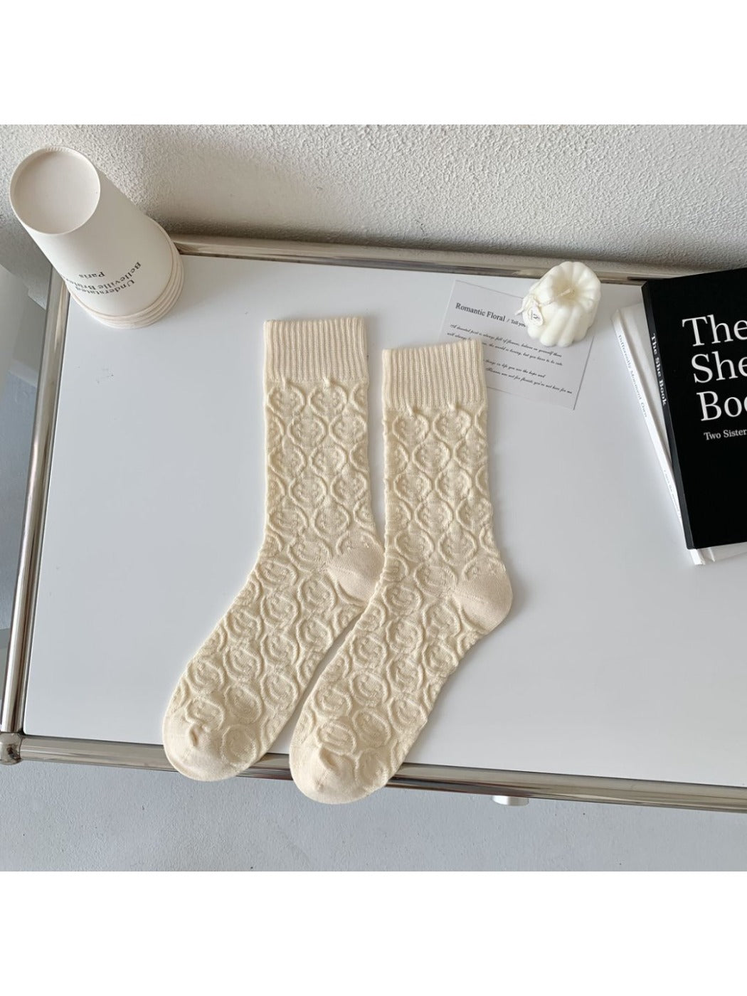 Rufia - Women's Solid Winter Socks with Embossed Smile