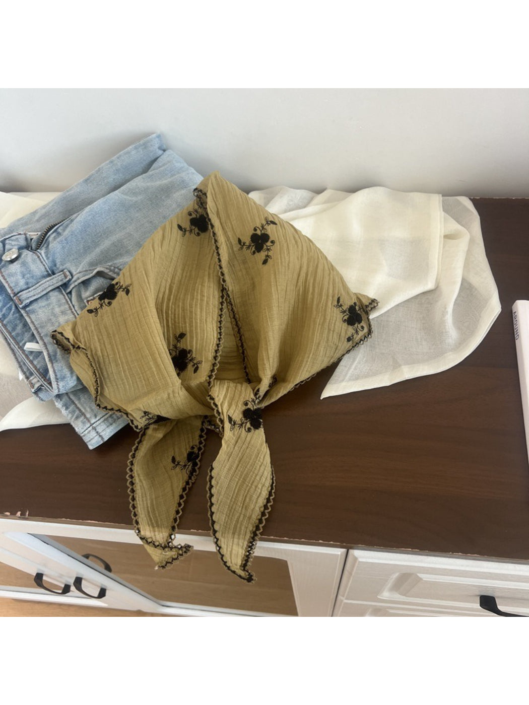 Scarvii Soft Botanical Print Triangle Scarf