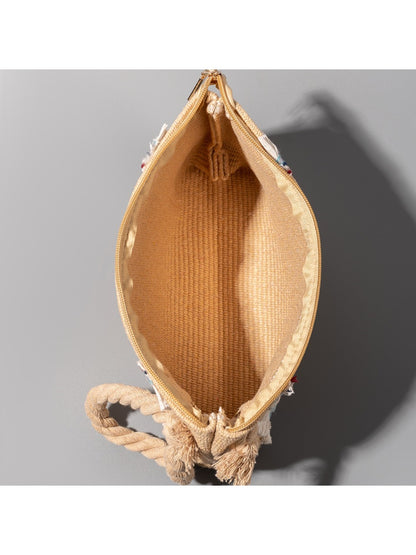 Cosbai - Brown Minimalist Woven Clutch Bag - Boho & Chic