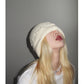 Haila - Solid Color Distressed Frayed Knitted Hat for Women