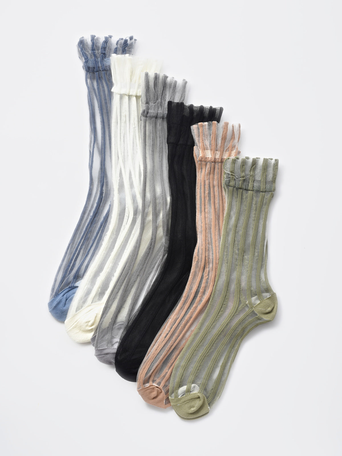 Rufia - Sheer Stripe Panel Crew Socks