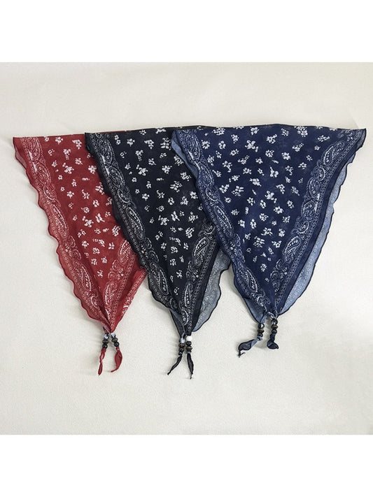 Scarvii - Vintage-inspired Diamond-cut Headscarf with Floral patterns