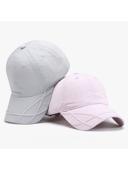 Haila - Round Crown Solid Color Baseball Cap
