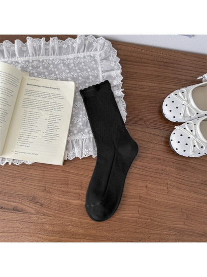 Rufia - Women's Solid Diamond Pattern Socks