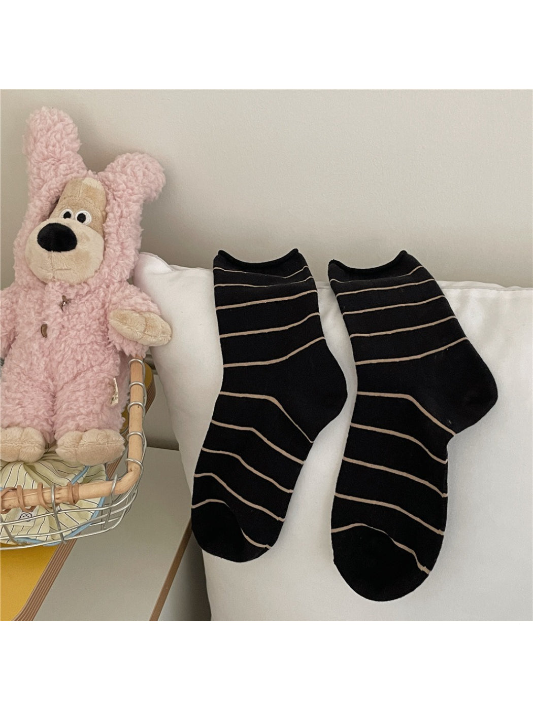 Rufia Stripe White Pastel Mid Calf Socks product image