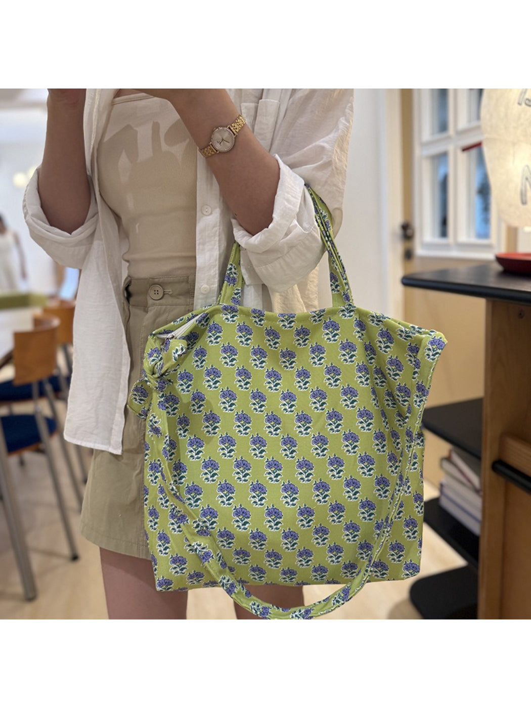 Cosbai - Everyday Floral Shoulder Tote