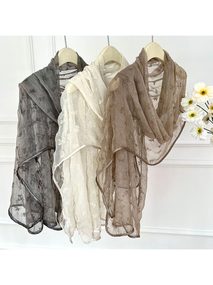 Scarvii - Bow Textured Long Wrap Fashion Scarf