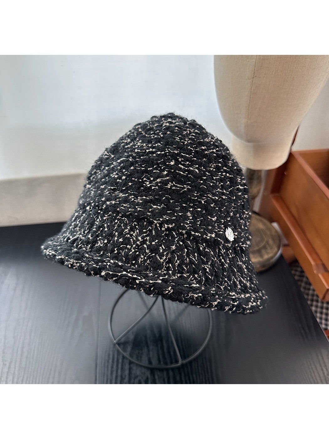 Haila - Solid Color Foldable Round Crown Bucket Hat