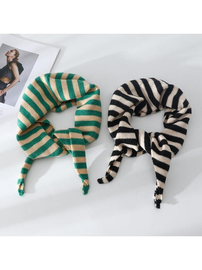 Scarvii - Striped Knit Neck Triangle Bandana