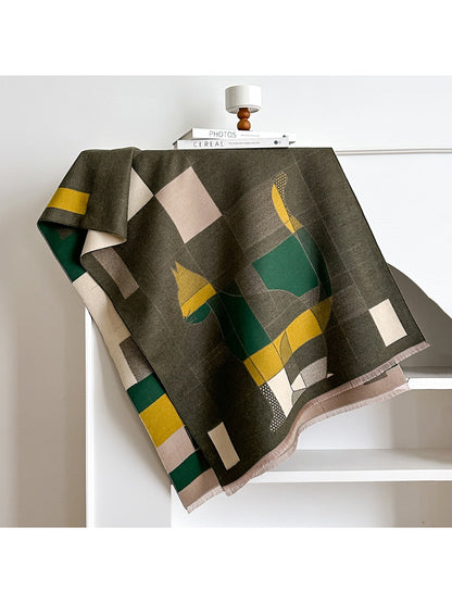 Scarvii – Geometric Print Fringe Scarf & Wrap