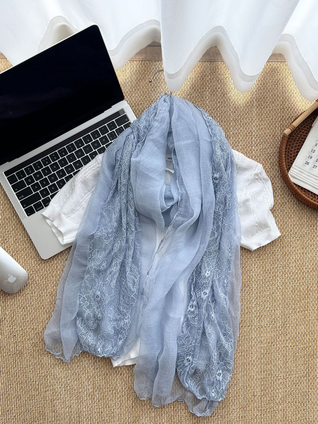 Scarvii - Lace Mesh Long Scarf