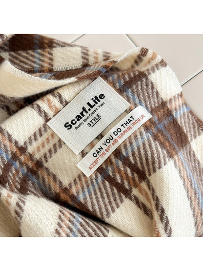 Scarvii - Cozy Vintage Check Tassel Scarf