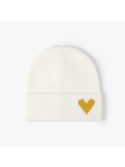 Haila - Heart Accent Cuffed Knit Beanie