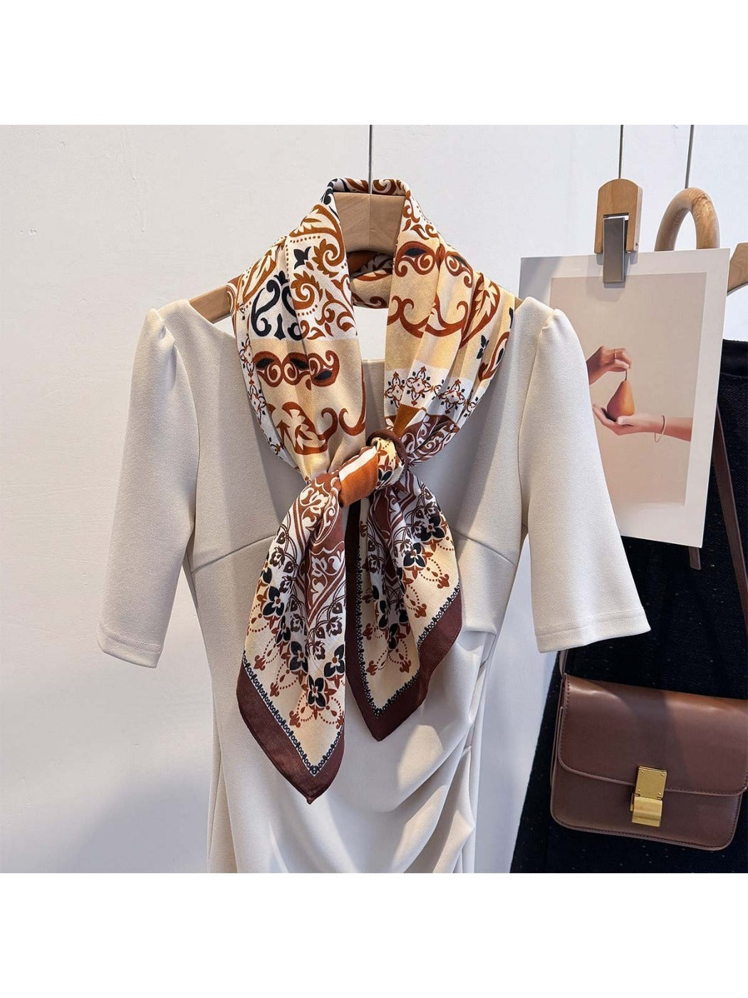 Scarvii - 35'' Vintage Boho Print Square Scarf - Chic & Classic