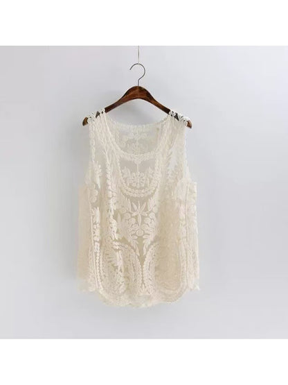 Crosa - Elegant Hollow Out Beach Lace Vest