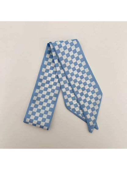 Scarvii - Blue Geometric Pattern Skinny textile accessory detail view 4