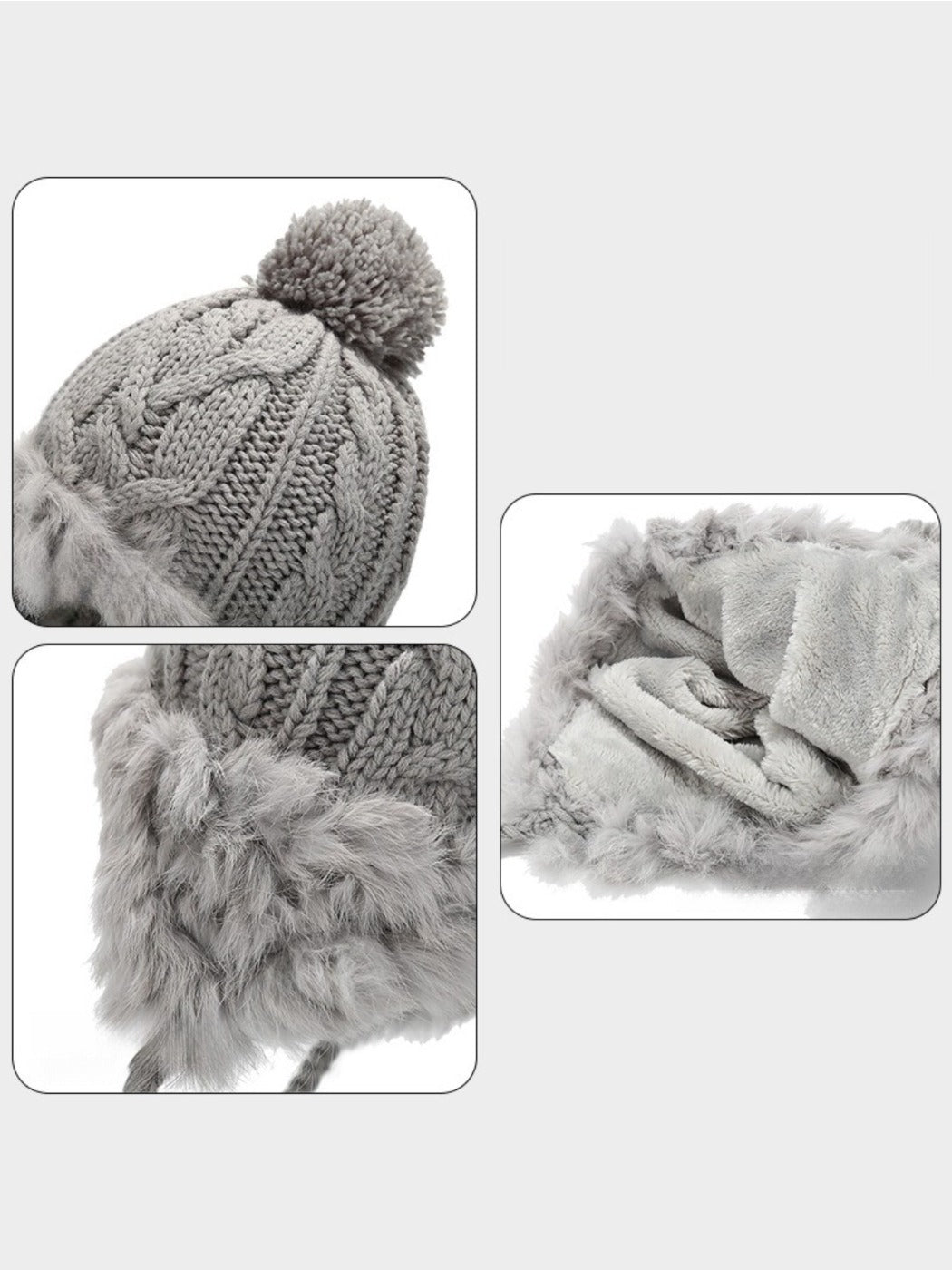 Haila – Winter Knit Beanie with Pom & Earflap