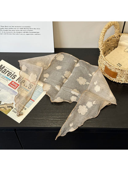 Scarvii - Pastel Floral Ruffle Edge Triangle Bandana
