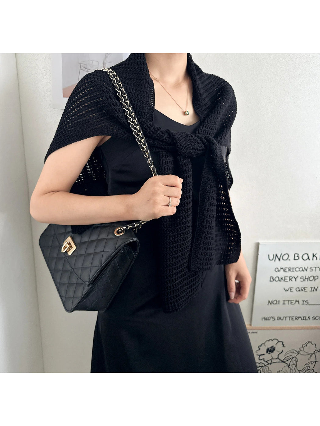 Scarvii - Open Knit Shoulder Wrap Scarf
