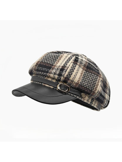 Haila - Plaid Buckle Detail Visor Hat