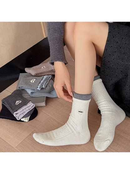 Rufia - Ribbed Heart Patch Classic Crew Socks product image 4