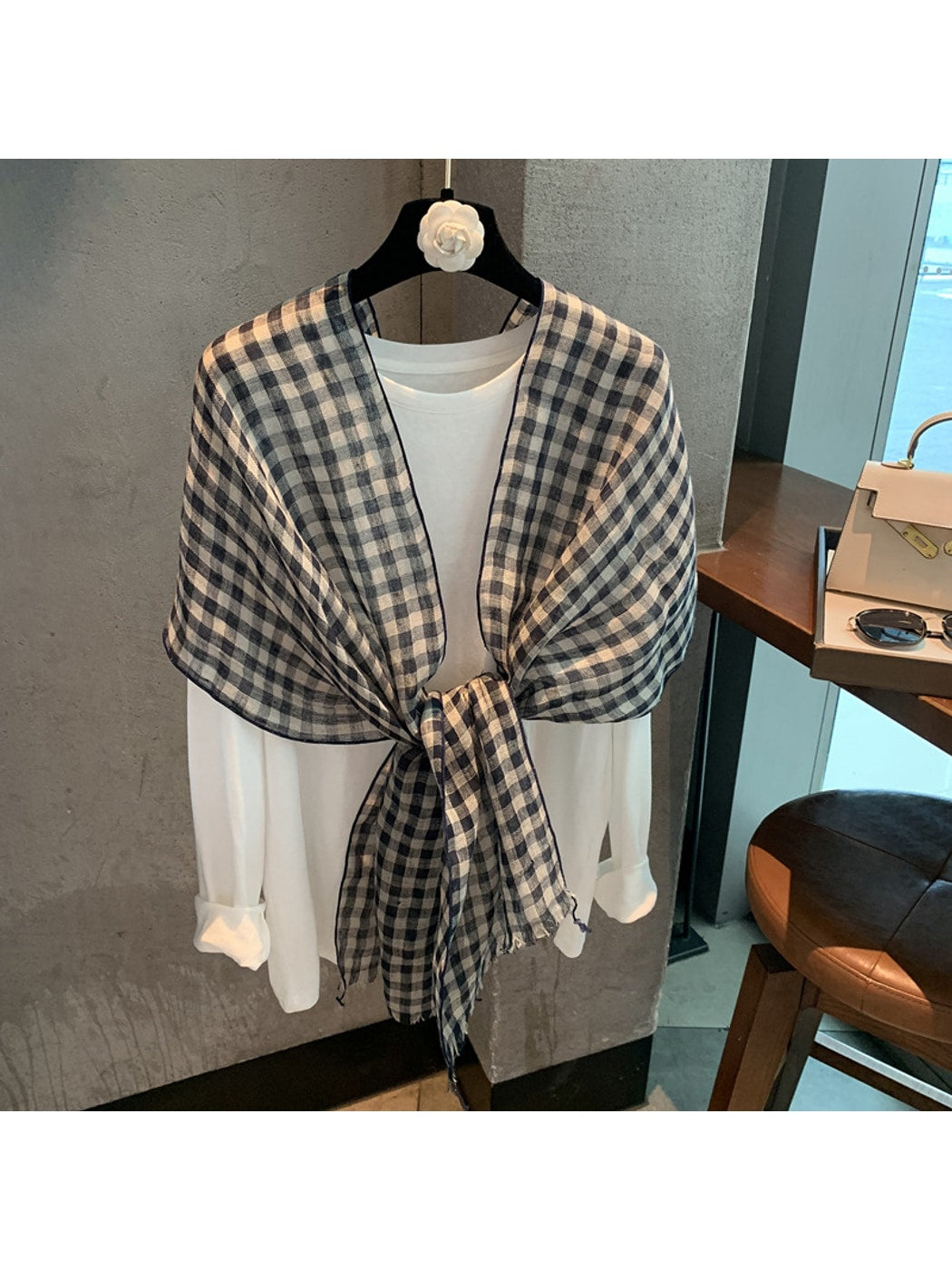 Scarvii - Muted Checkered Pattern Fashion Scarf