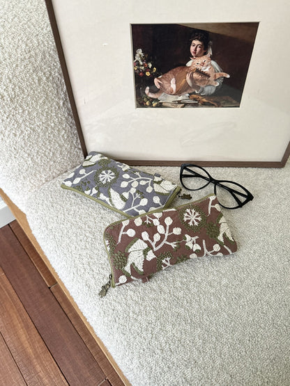 Cosbai - Embroidered Zipper Makeup Pouch