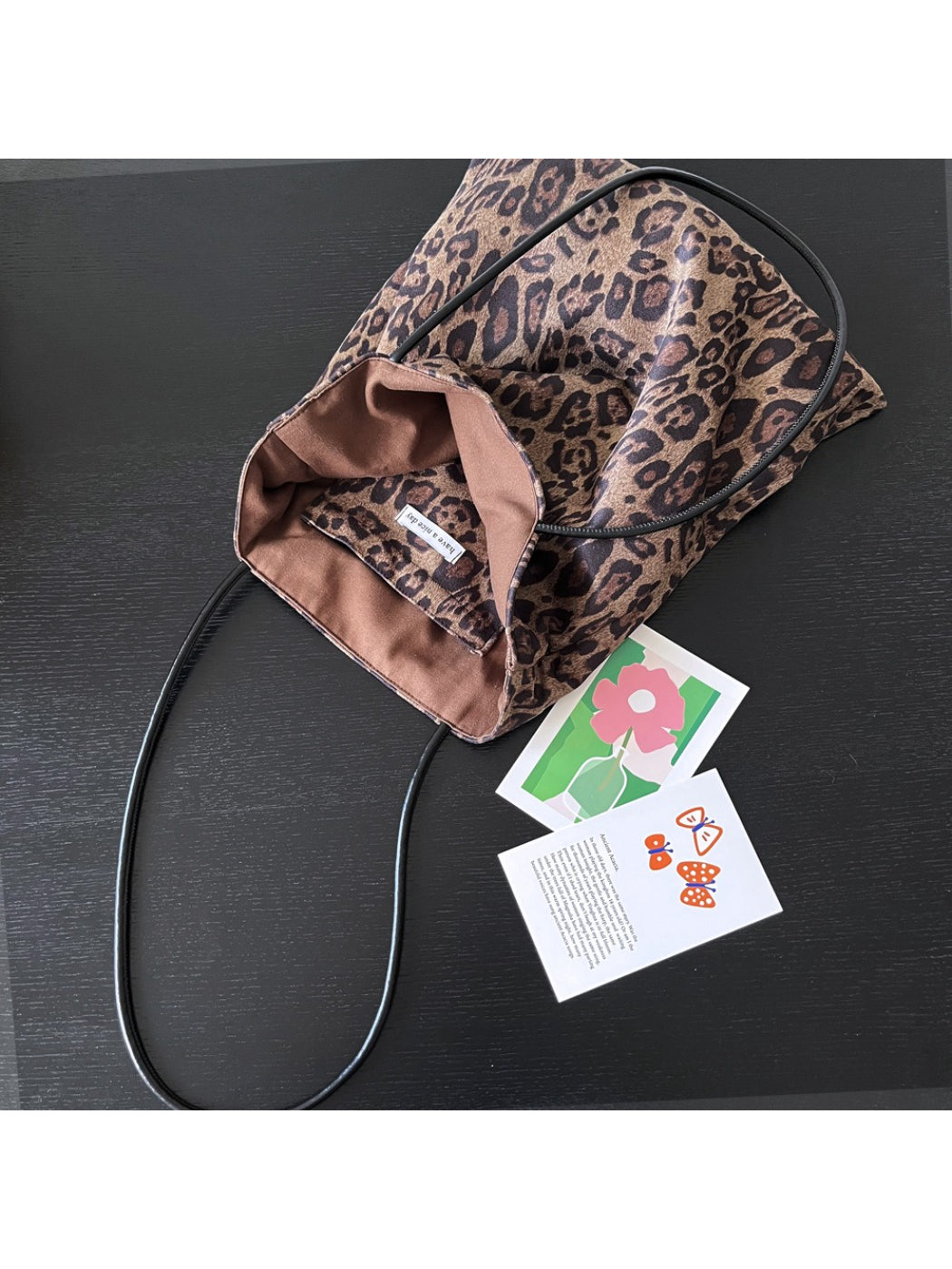 Cosbai leopard pattern shopper bag displayed on a white background