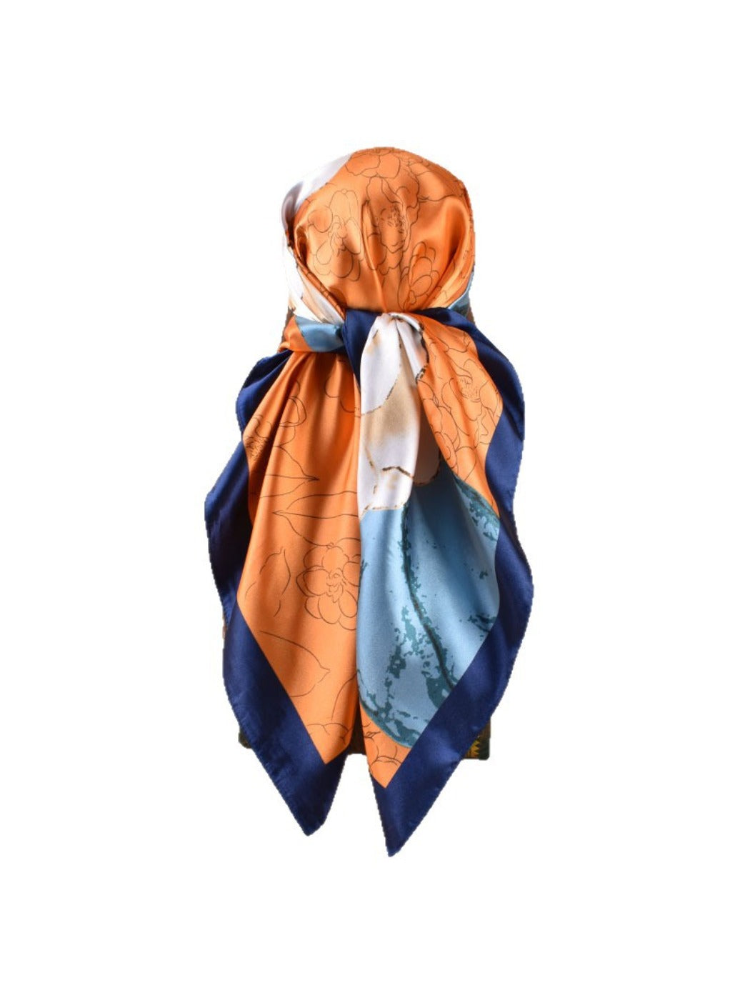 Scarvii - Square Scarf with Elegant Camellia Print