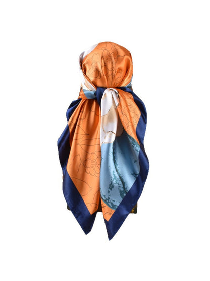 Scarvii - Square Scarf with Elegant Camellia Print