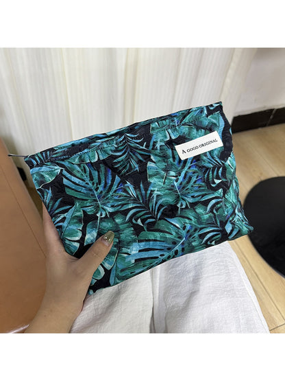 Cosbai - Tropical Plants Printed Cosmetic Organizer Bag