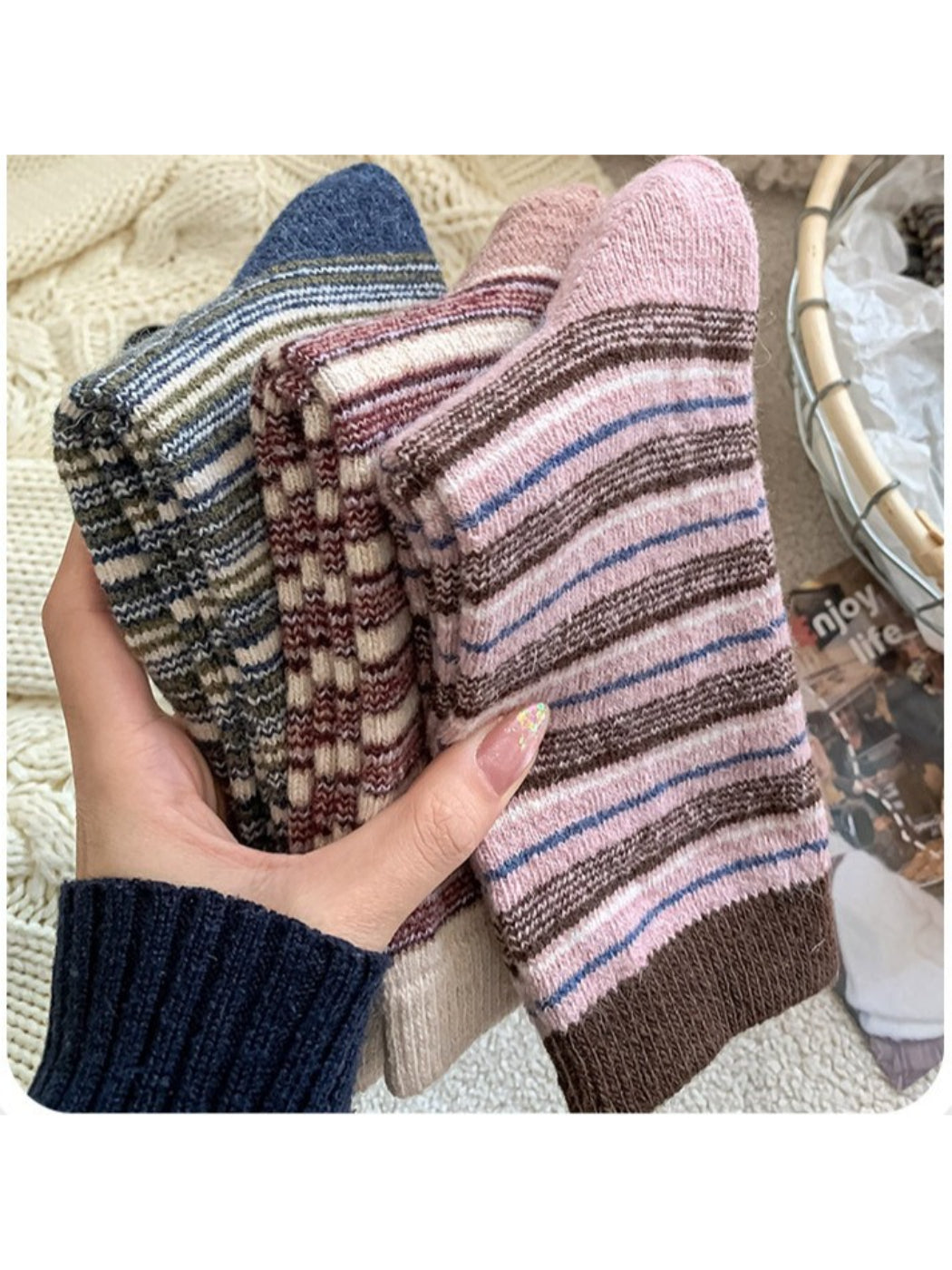 Rufia - Multicolor Stripe Crew Socks