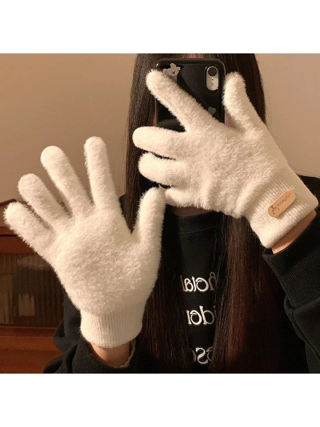 Gloving - Fuzzy Texture Ribbed Cuff Gloves