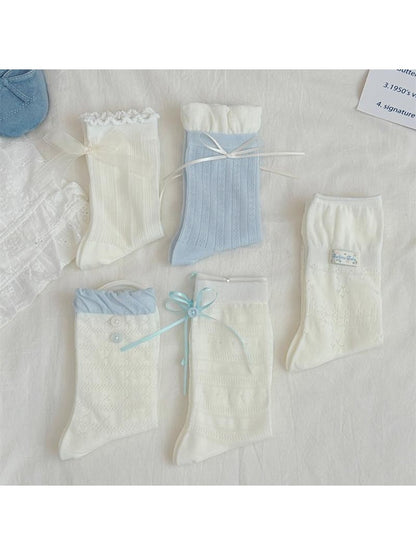 Rufia - Sweet Bow Detail Openwork Crew Socks