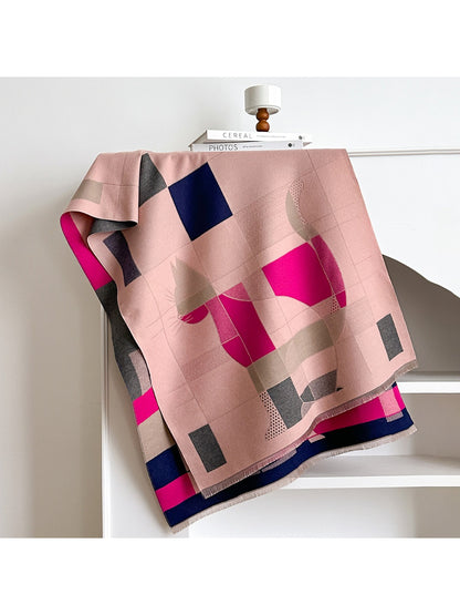 Scarvii – Geometric Print Fringe Scarf & Wrap