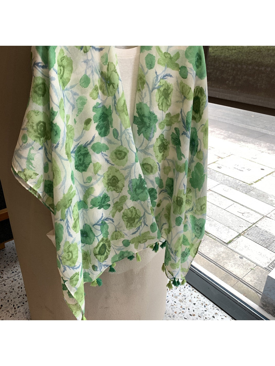Scarvii - Floral Tassel Long Rectangular Shawl