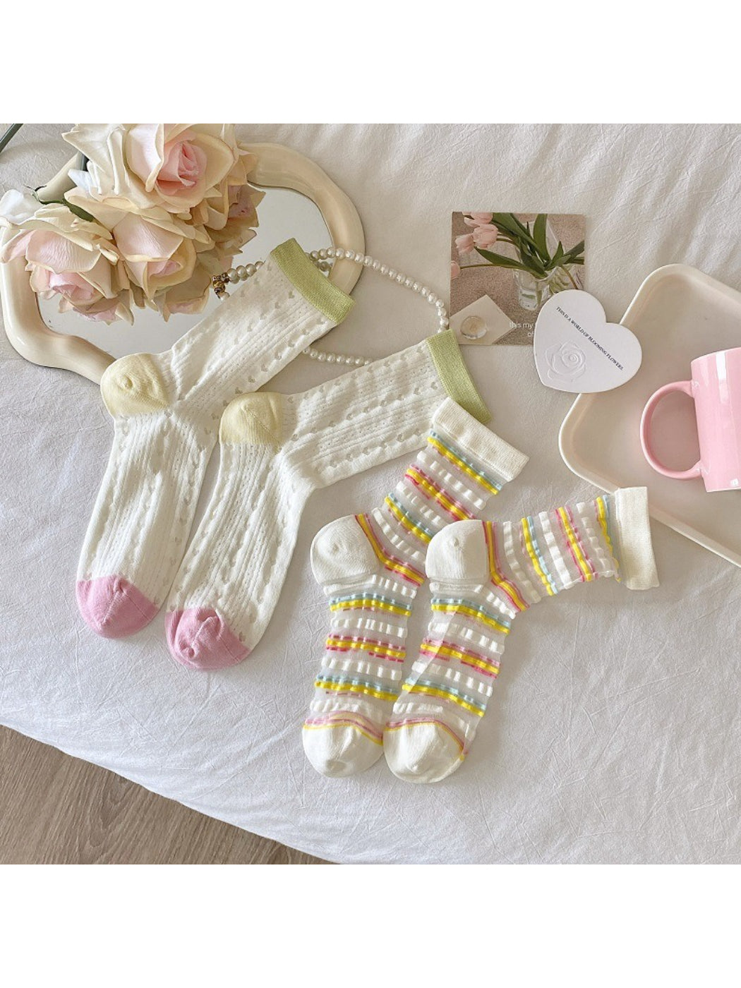 Rufia - Pastel Texture Mix Crew Socks