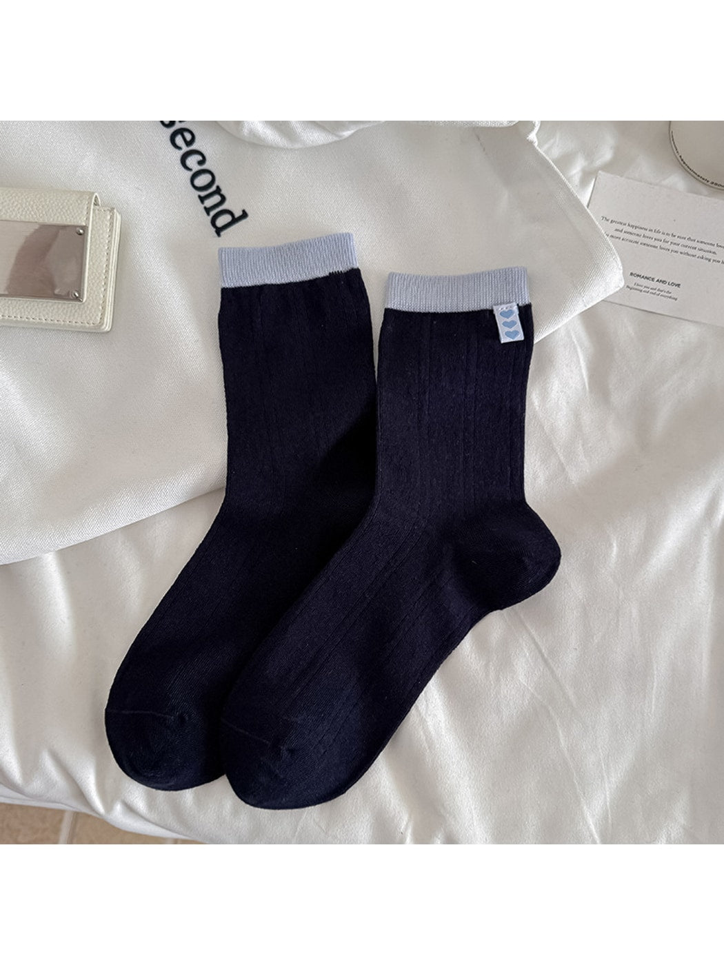 Rufia - Simple Pattern Openwork Crew Socks