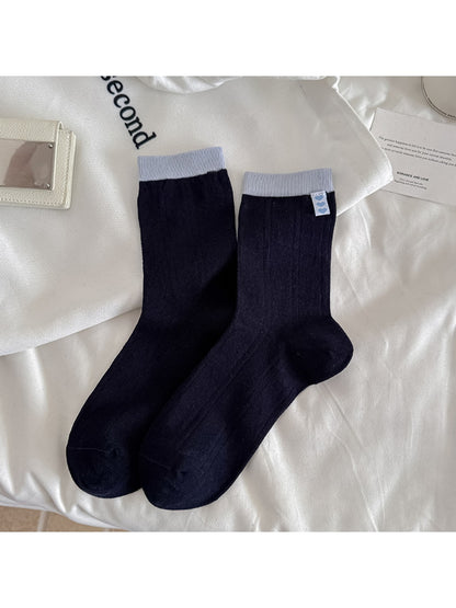 Rufia - Simple Pattern Openwork Crew Socks