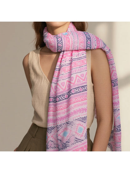 Scarvii - Aztec Geometric Print Long Scarf