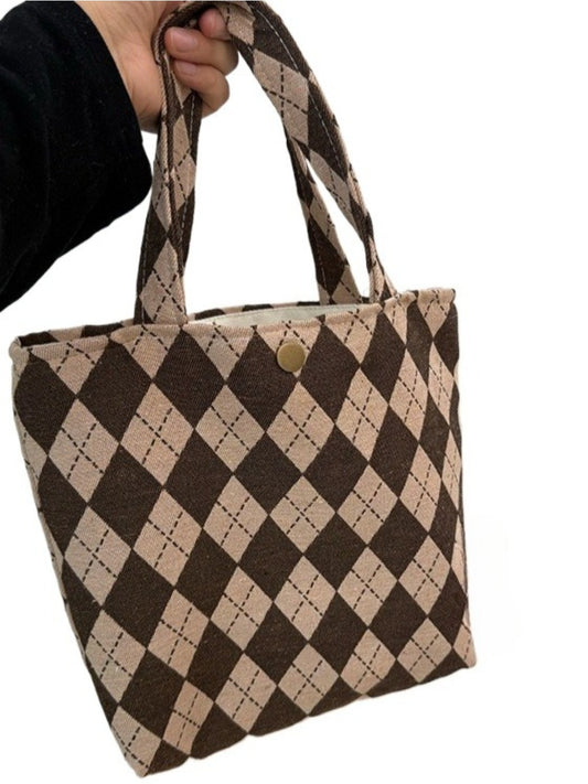 Cosbai - Tote Handbag with Plaid Patterns- Classic & Casual