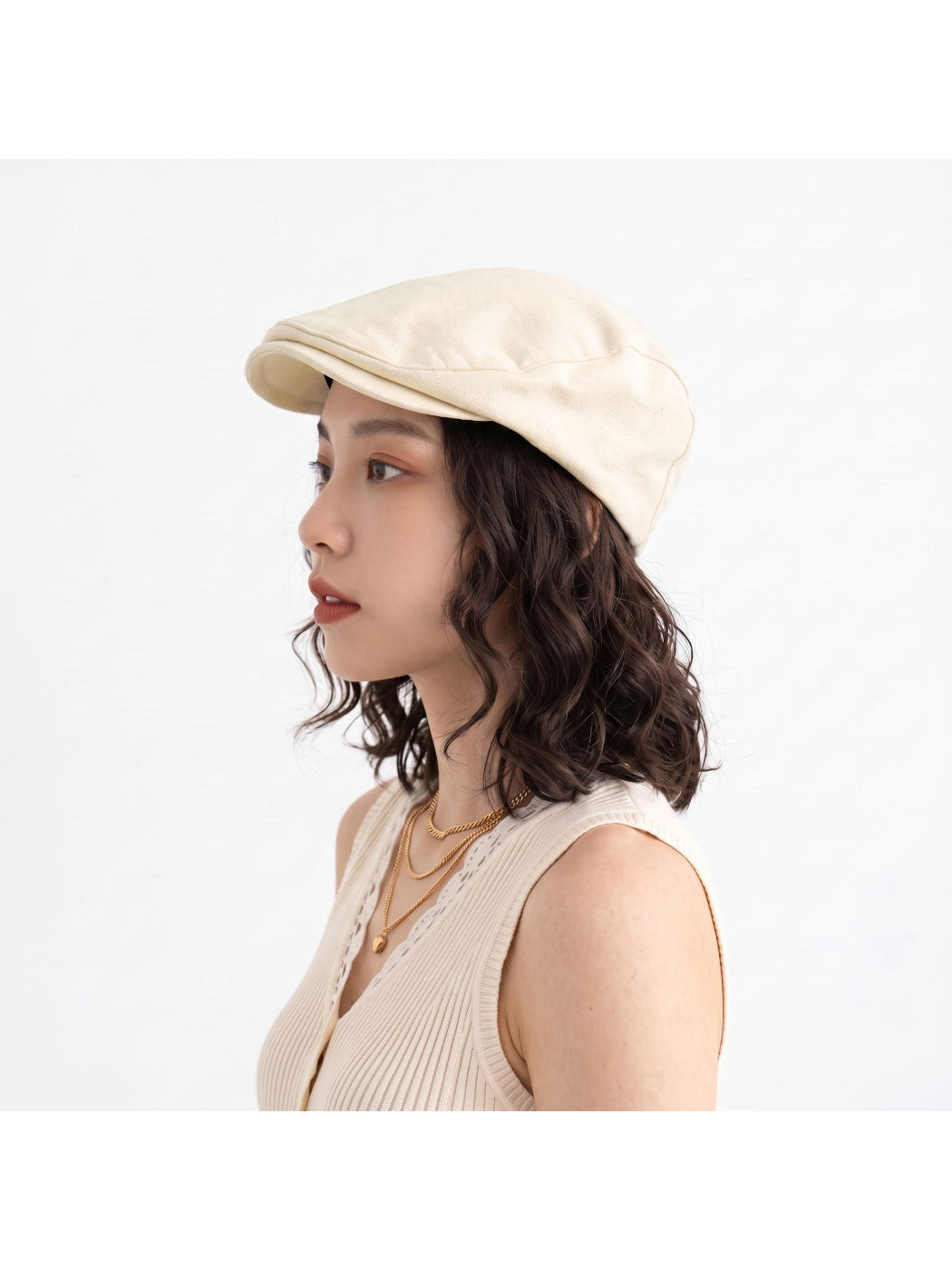 Haila - Side Buckle Classic Panelled Flat Cap