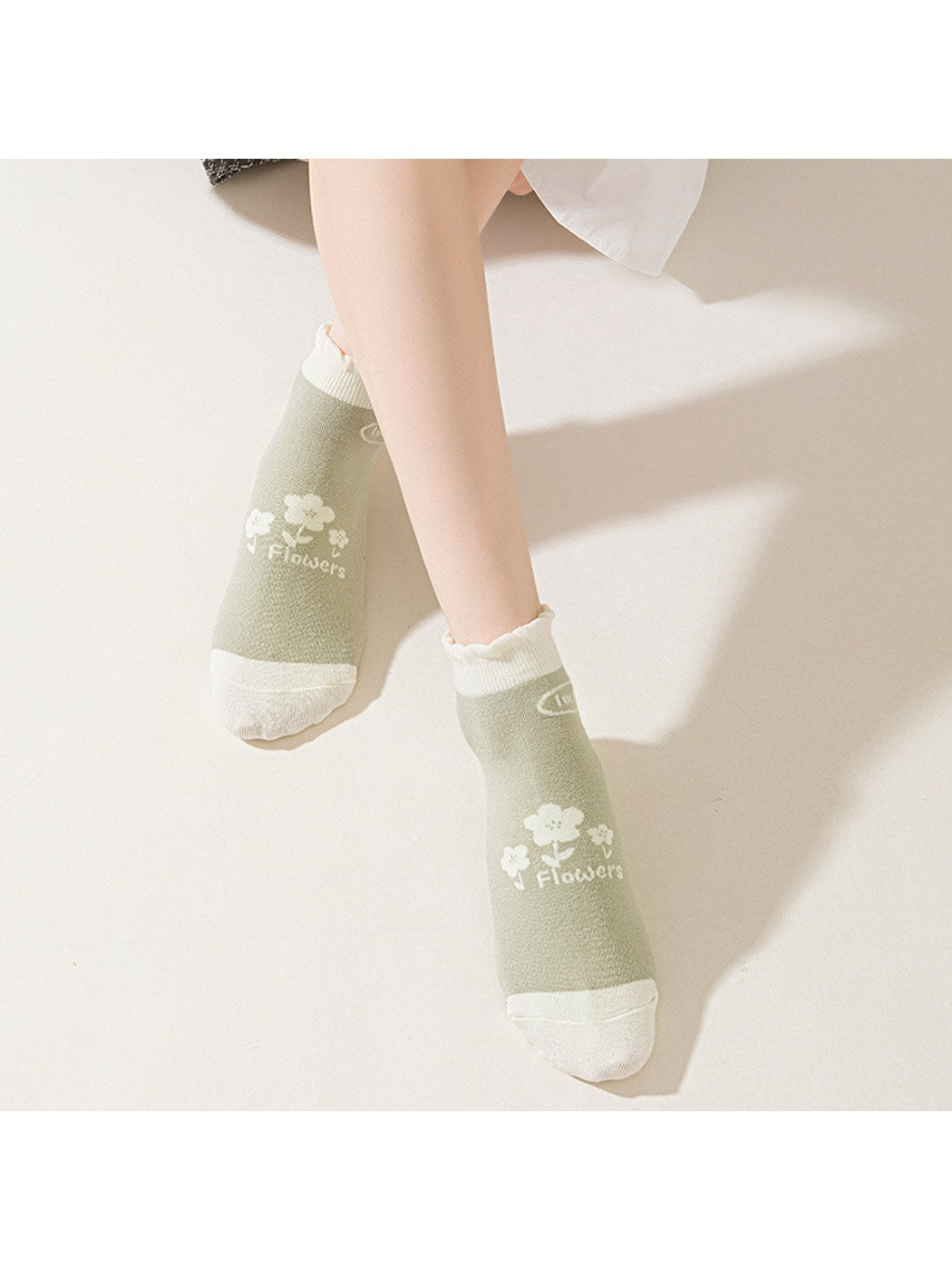 Rufia - Fresh Green Toned Print Ankle Socks