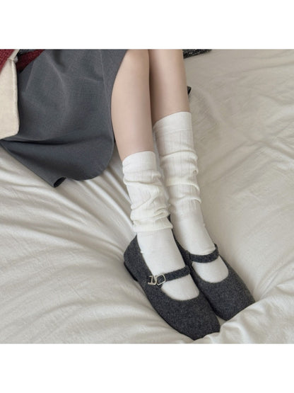Rufia – Solid Color Long Slouch Socks