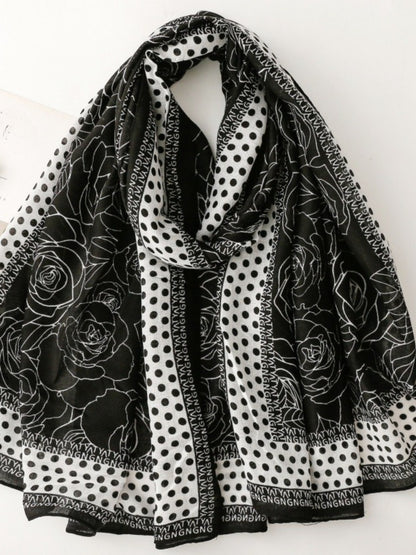 Scarvii - Vintage Dot & Floral Print Scarf - Elegant & Chic