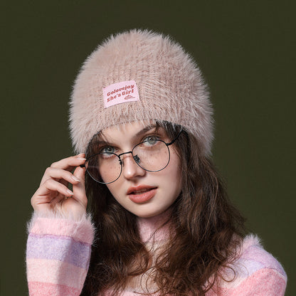 Haila Furry Women's Fashion Beanie hat shape