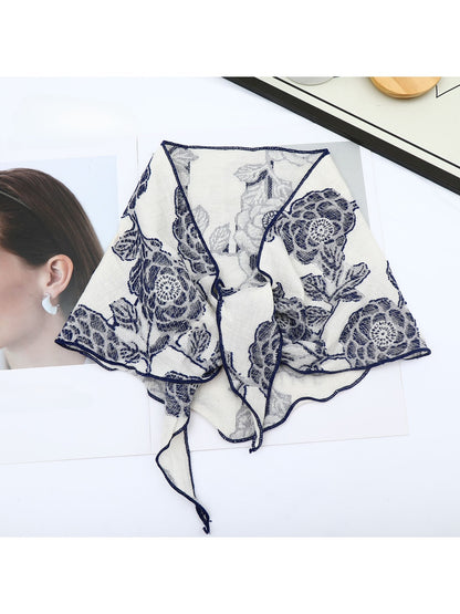 Scarvii - Rose Print Triangle Bandana