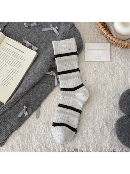 Rufia - Cozy Striped Ribbed Crew Socks