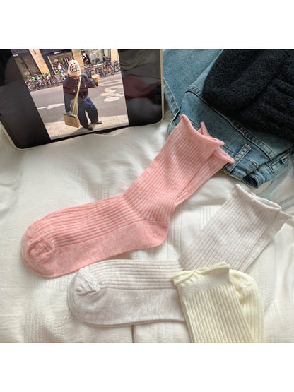 Rufia - Classic Ribbed Texture Crew Socks