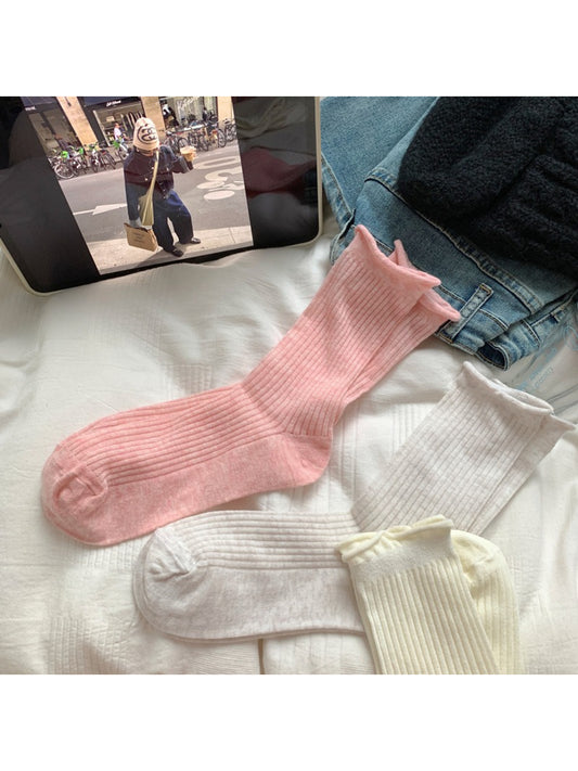 Rufia - Classic Ribbed Texture Crew Socks